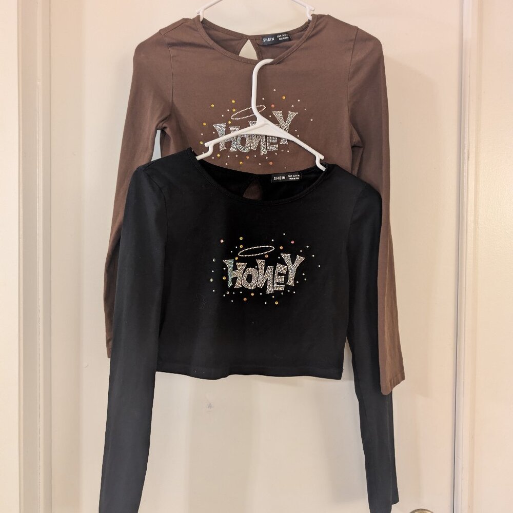 Set of 2 SHEIN Long Sleeve Crop Top (Sz M)